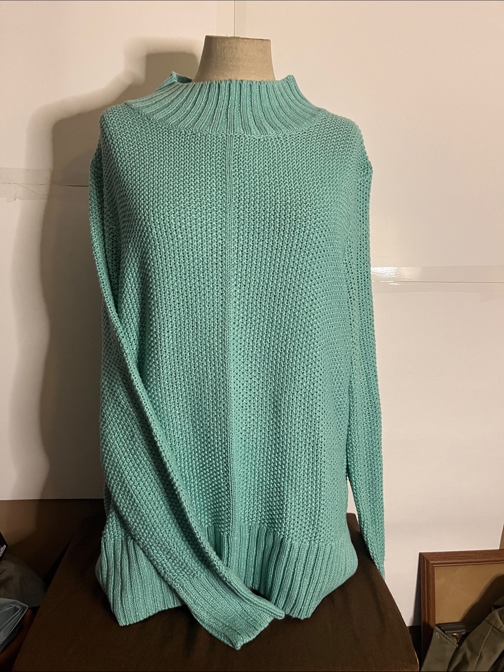 🌹NWT glacier aqua oversized pullover sweater ribbed neckline xl